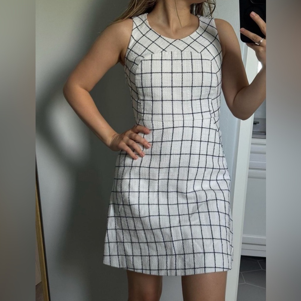 J.CREW Elegant White and Black
Checkered Dress